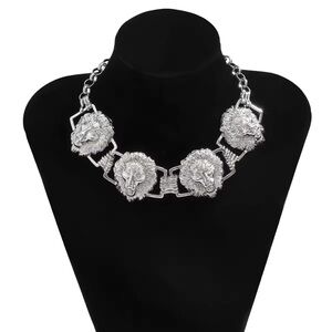 Silver Lion Head Necklace